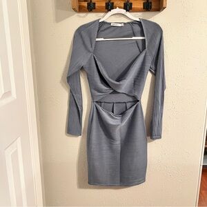 Blue ribbed clubbing dress